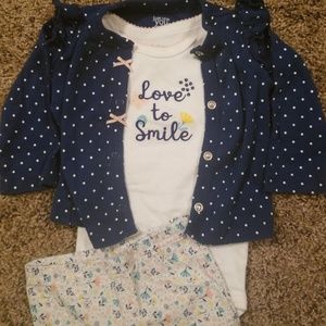 3 Piece Navy & White Outfit